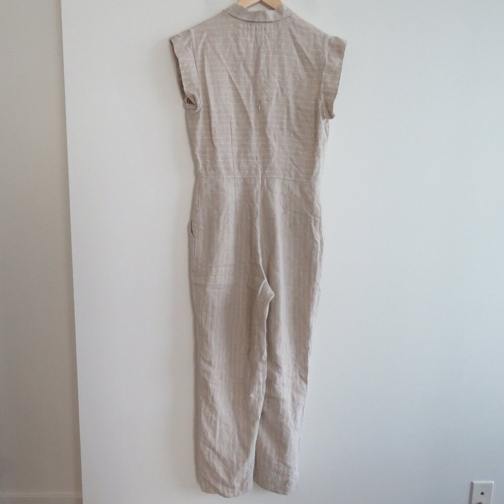 CHRISTY DAWN Phoebe Jumpsuit 100% Linen in Striped Tan Neutral - Size M - Picture 10 of 15